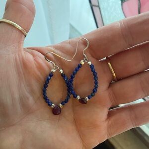 925 Lapis & Garnet earrings